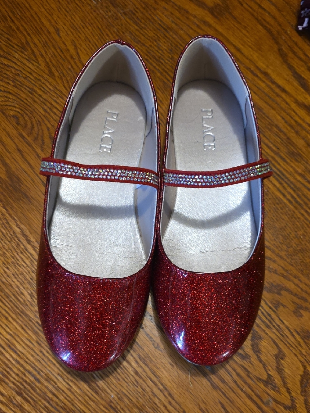 Place Sparkling Red Flats with Rhinestone Strap